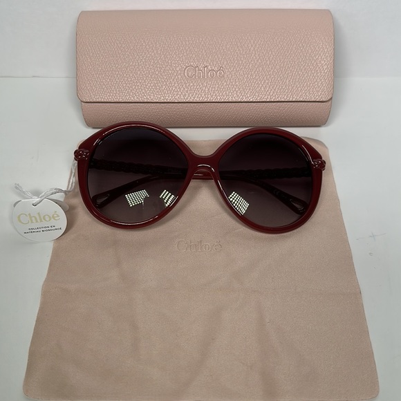 NWT Authentic Chloe Full Rim Round Sunglasses- Pink - Picture 8 of 10
